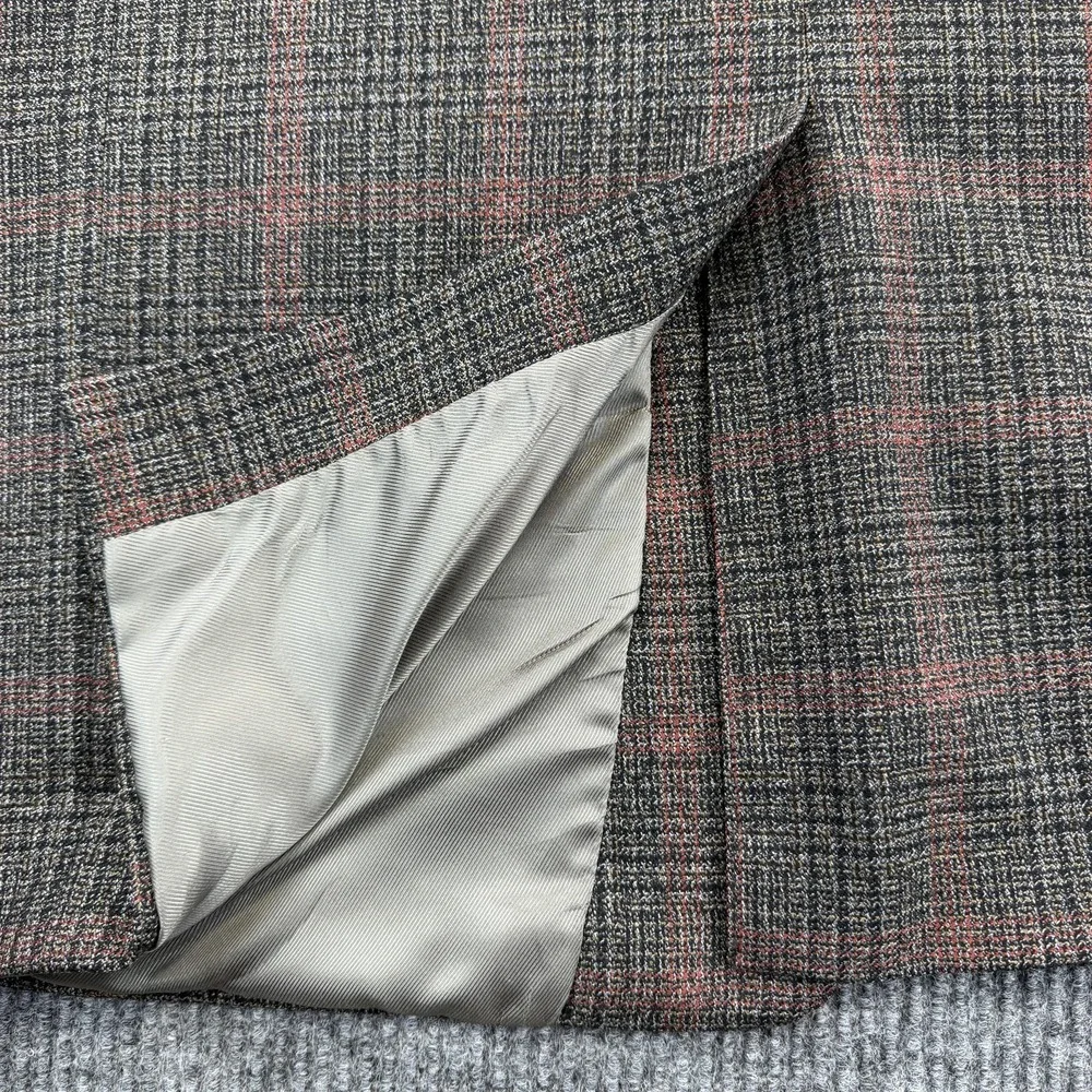 Daniel Cremieux Blazer Mens 46R Brown Gray‎ Plaid 3 Button Notch Lapel Made USA
